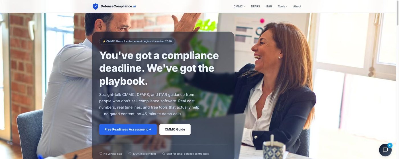 DefenseCompliance.ai website
